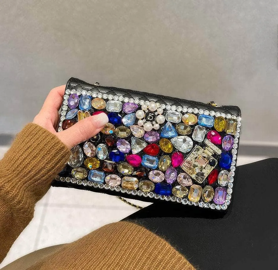 Multistone Crystal Luxury Perfume Lippie Deco Purse