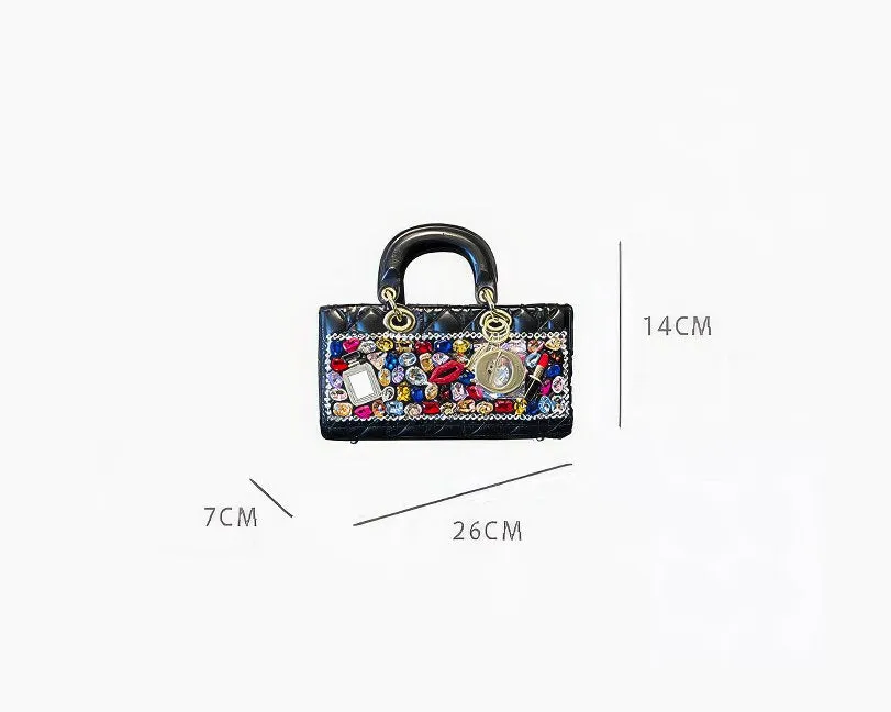 Multistone Crystal Luxury Perfume Lippie Deco Rectangular Purse