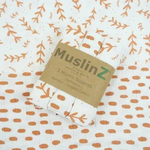MuslinZ Bamboo/Organic Cotton Muslin Squares, Laurel Leaf - 3 Pack