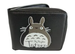My Neighbor Totoro Anime Zipped Wallet - Premium PVC Leather / Black - Unisex