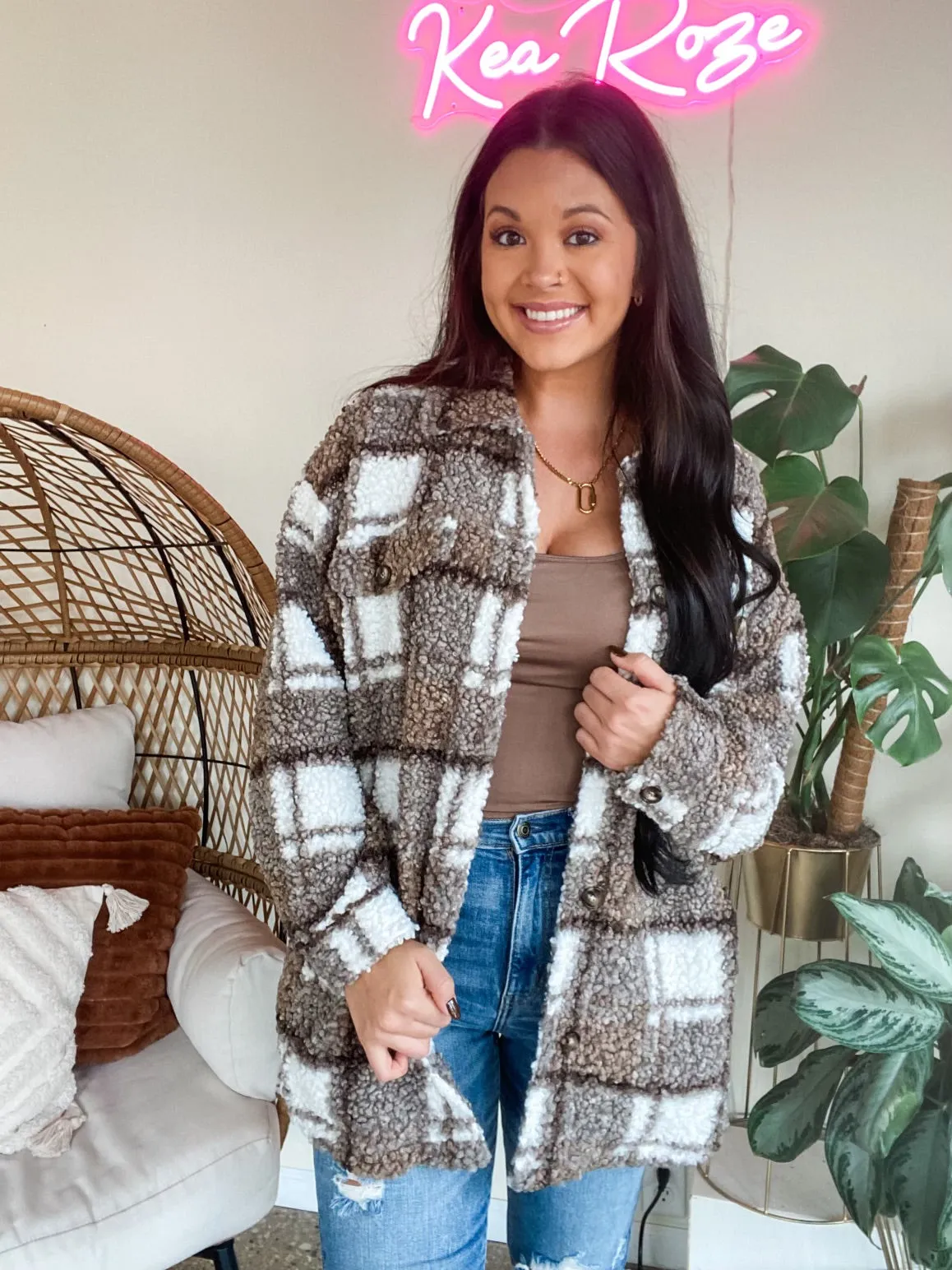 MY TYPE SHERPA JACKET-BROWN