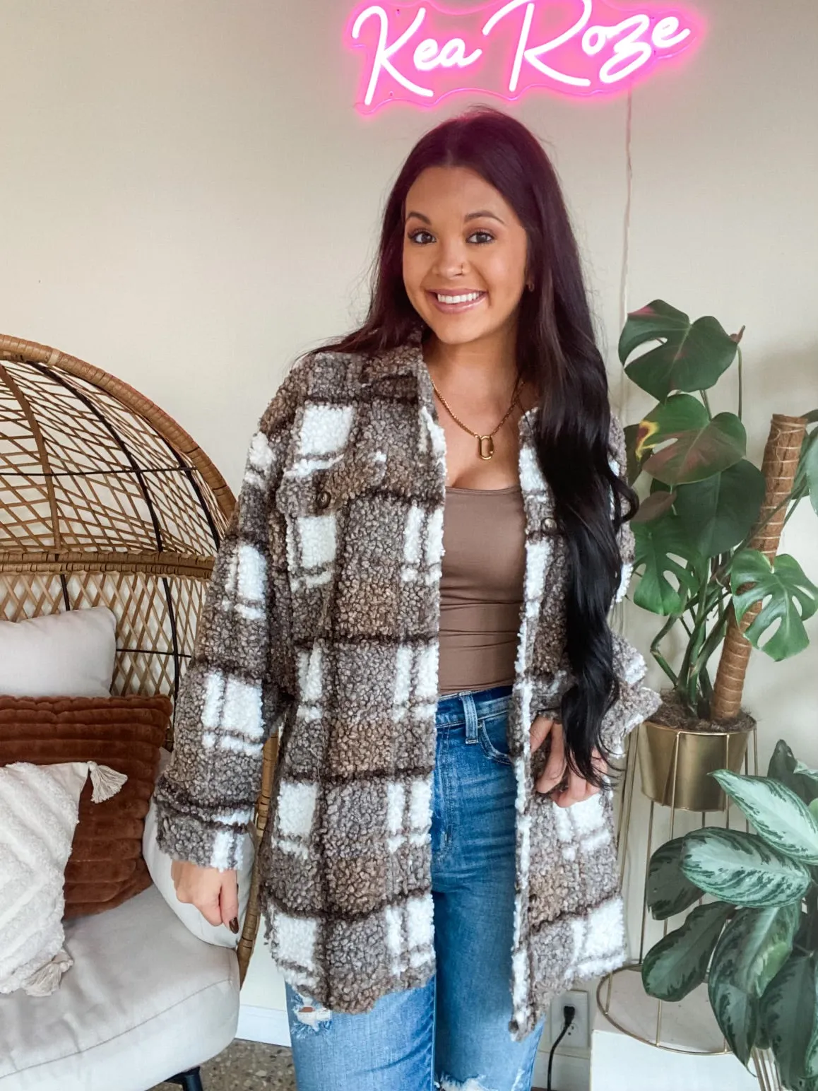MY TYPE SHERPA JACKET-BROWN