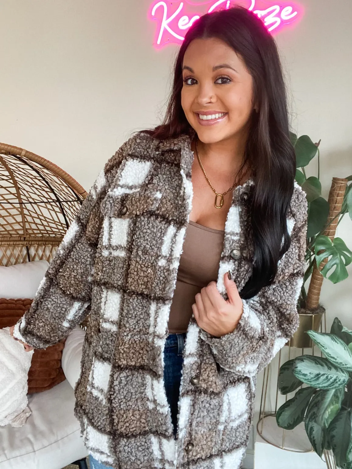 MY TYPE SHERPA JACKET-BROWN