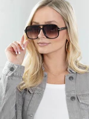 Natalie Oversized Aviators - Brown Tortoise/Brown