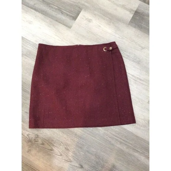 New NWT Banana Republic Size 14 wool blend skirt Burgandy lined womens