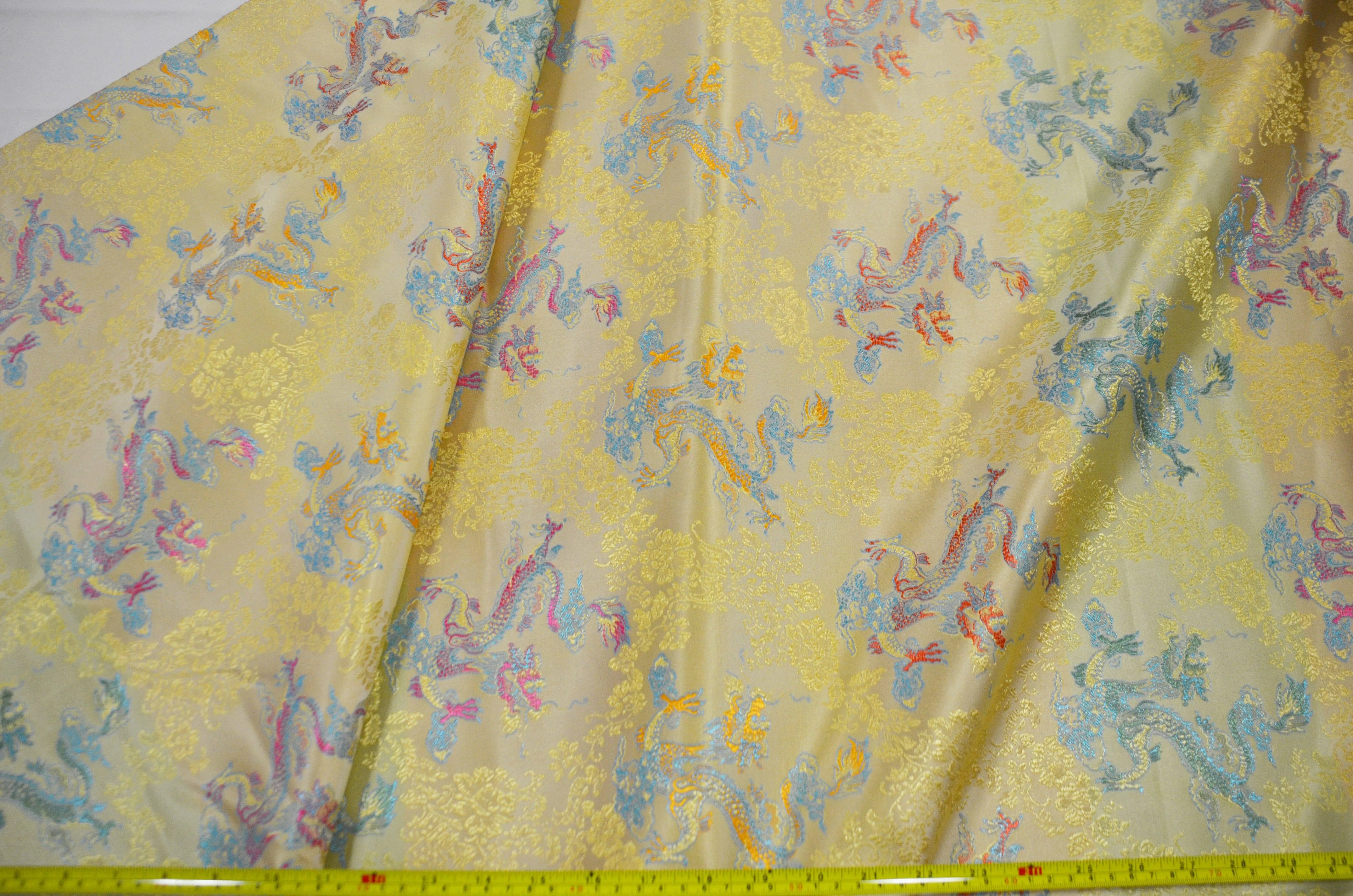 New Oriental Dragon Brocade | Chinese Dragon Pattern Fabric | 45 Inch Wide | Luxurious Chinese Brocade Satin