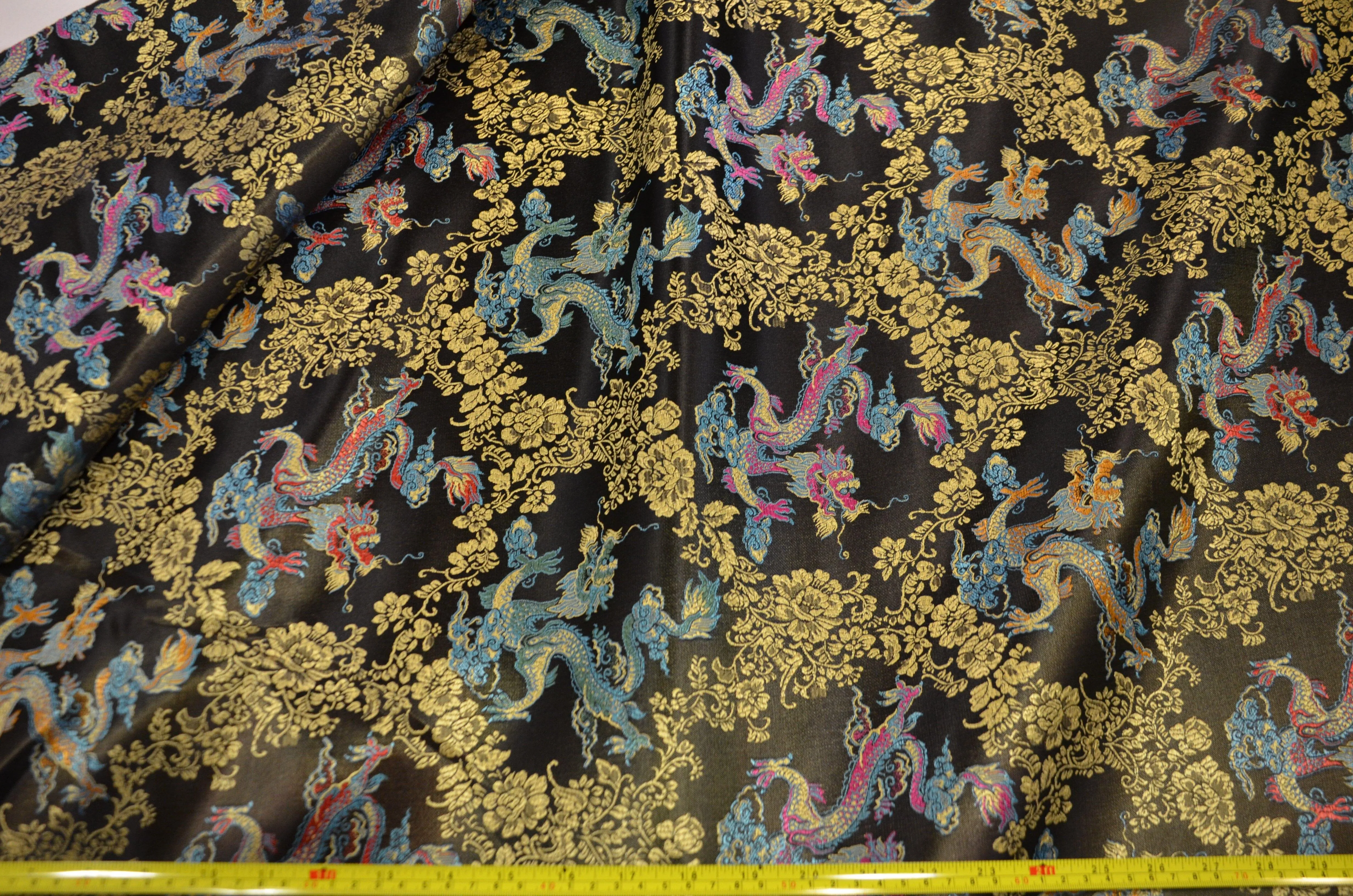 New Oriental Dragon Brocade | Chinese Dragon Pattern Fabric | 45 Inch Wide | Luxurious Chinese Brocade Satin