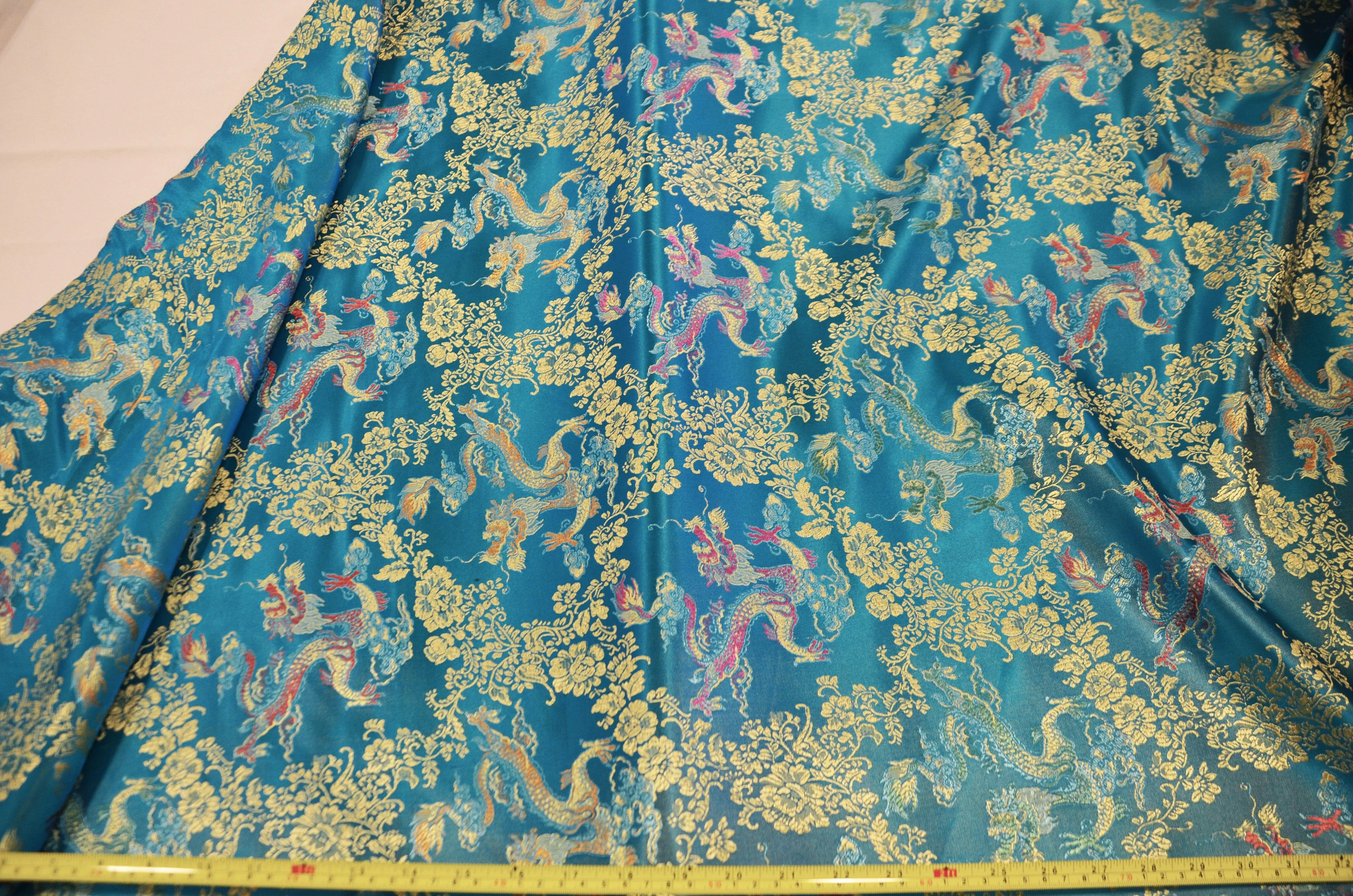 New Oriental Dragon Brocade | Chinese Dragon Pattern Fabric | 45 Inch Wide | Luxurious Chinese Brocade Satin