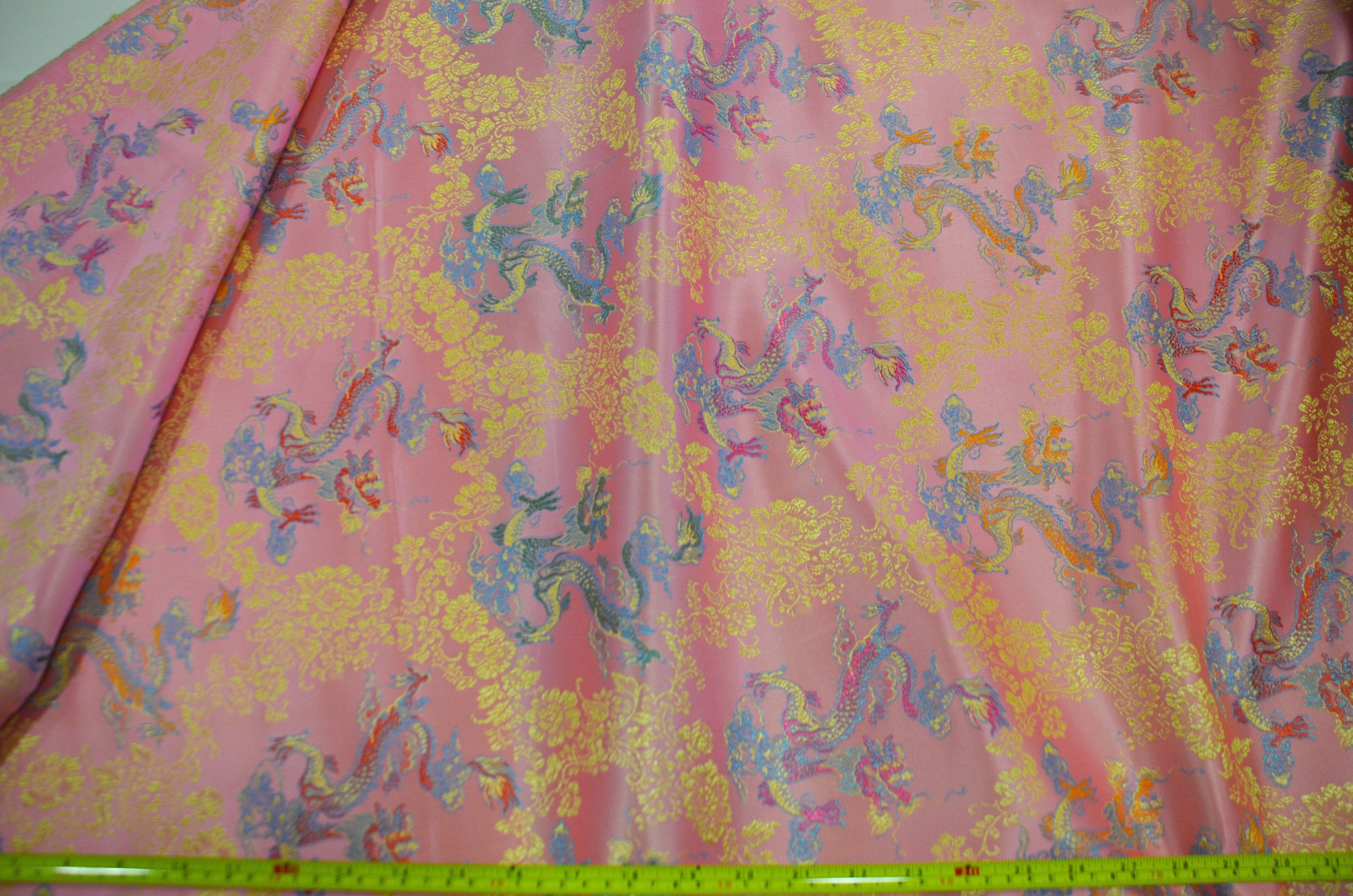 New Oriental Dragon Brocade | Chinese Dragon Pattern Fabric | 45 Inch Wide | Luxurious Chinese Brocade Satin