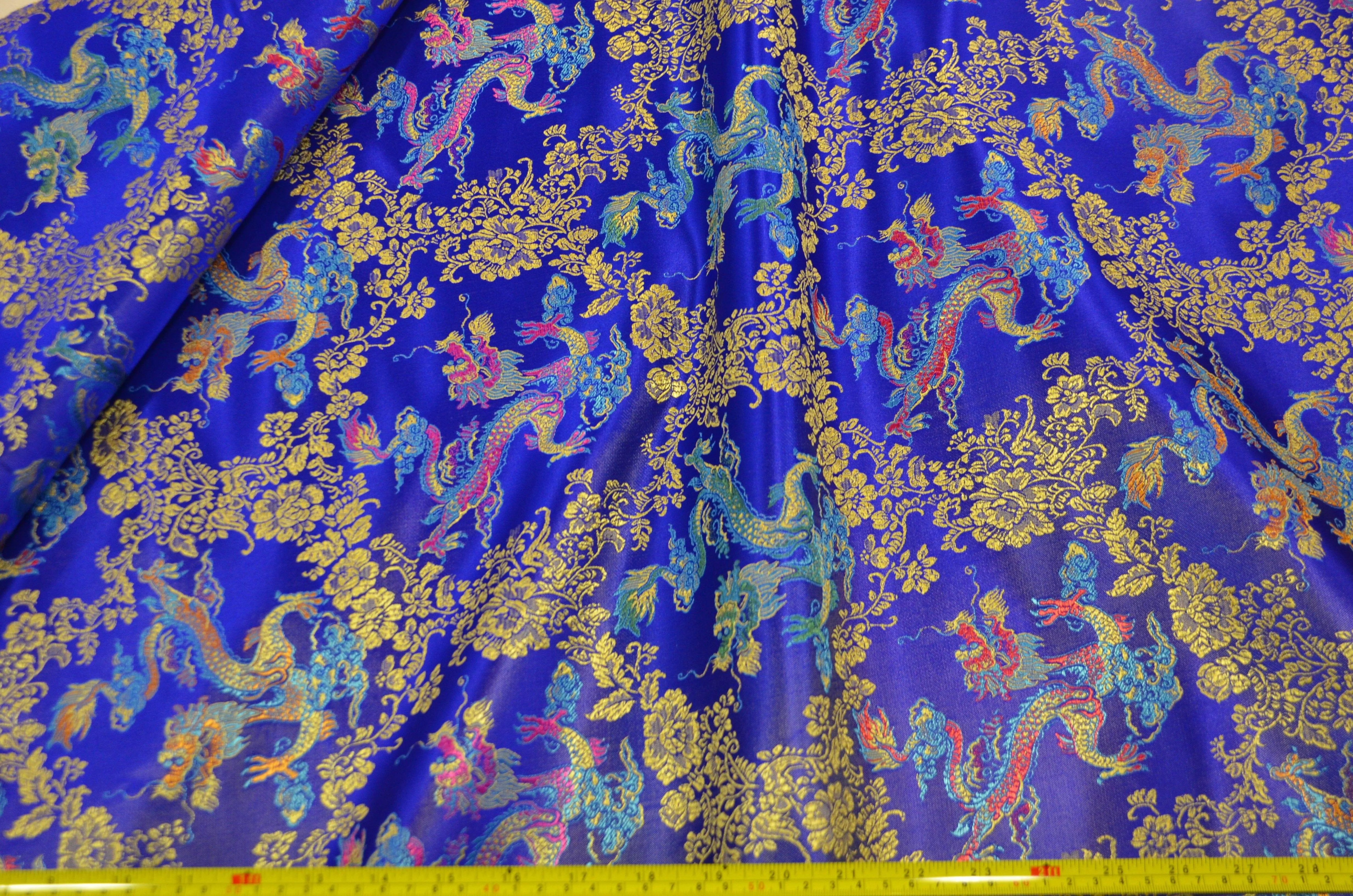 New Oriental Dragon Brocade | Chinese Dragon Pattern Fabric | 45 Inch Wide | Luxurious Chinese Brocade Satin