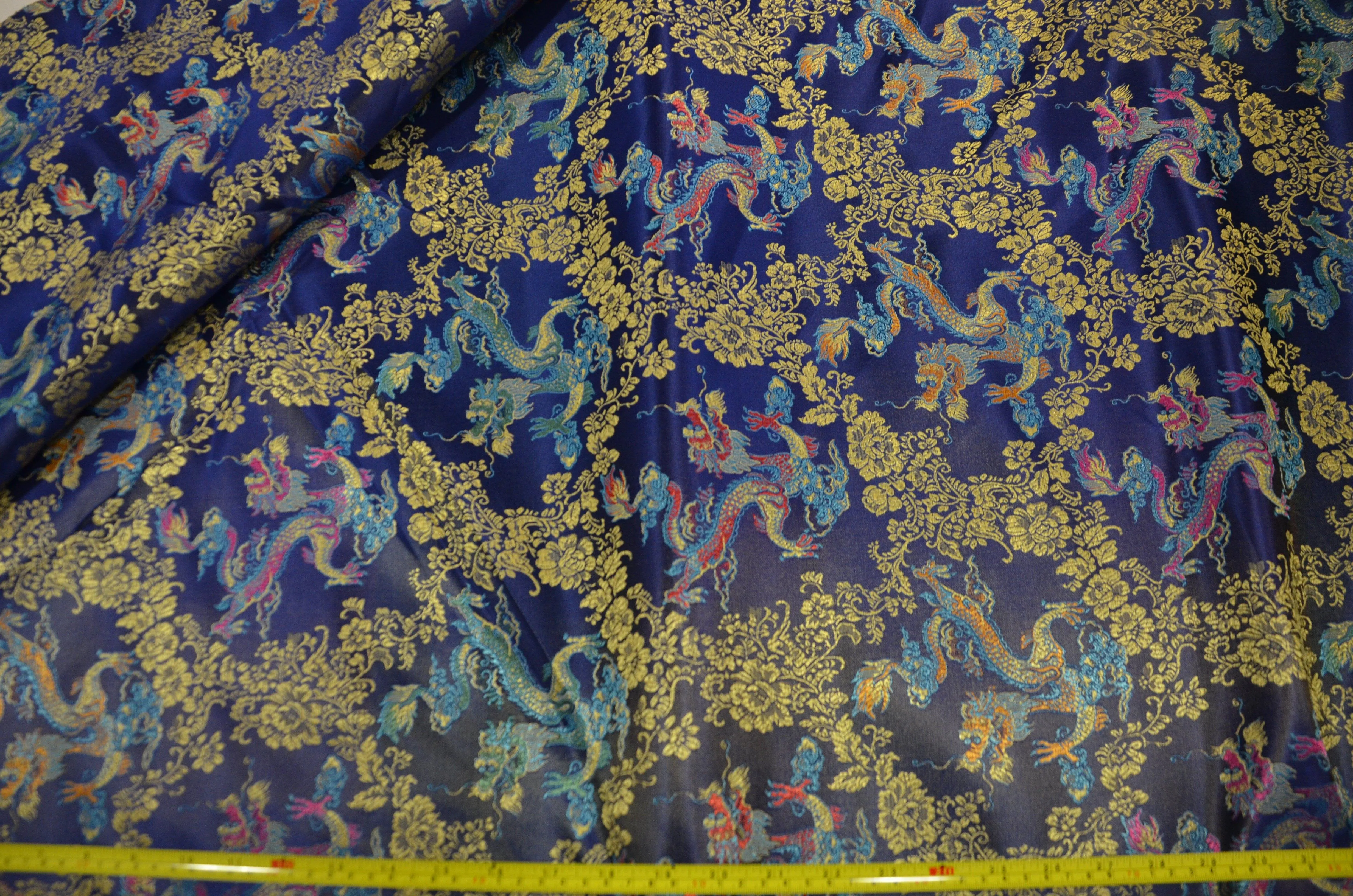 New Oriental Dragon Brocade | Chinese Dragon Pattern Fabric | 45 Inch Wide | Luxurious Chinese Brocade Satin