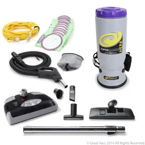 NEW Proteam Super QuarterVac Commercial Backpack Vacuum with Power Nozzle Head 6 qt Quarter Vac