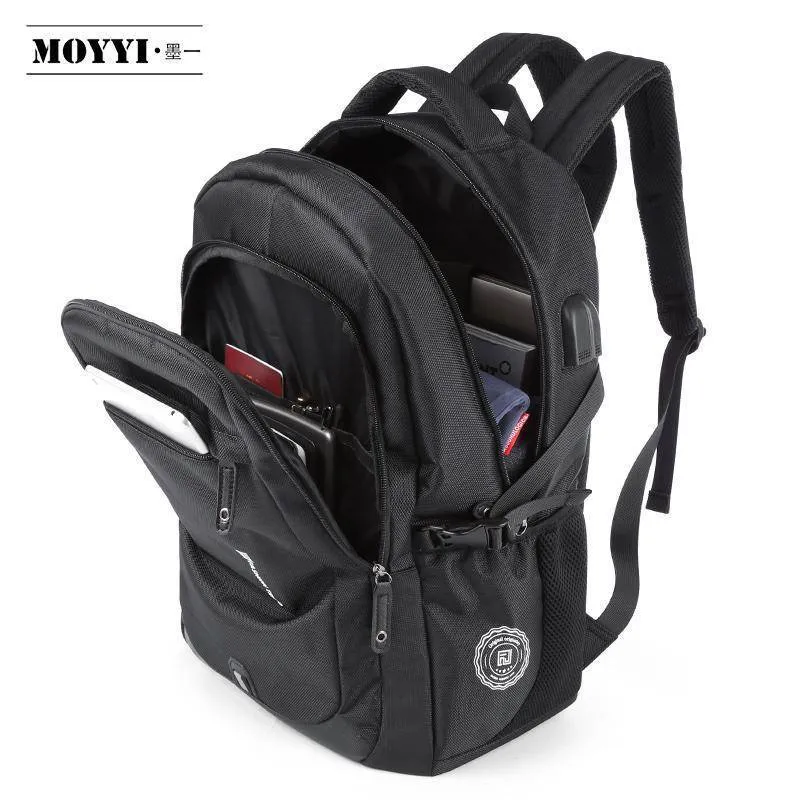 New Waterproof Black Backpack with USB and Phone Ports