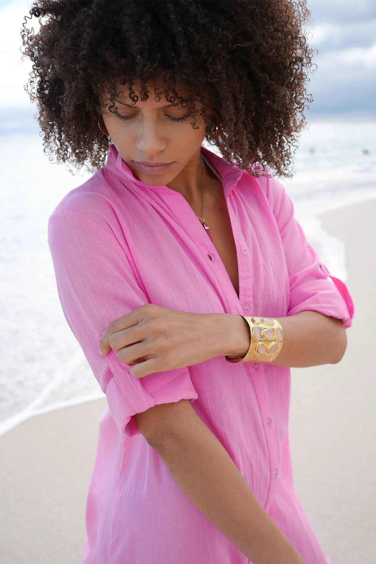 Nila Maxi Shirt Dress Pink