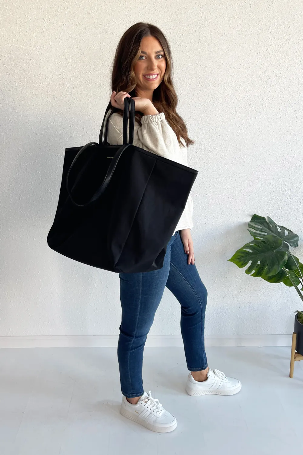 Nylon-Luxe Oversized Tote Bag