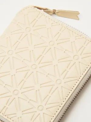 Off White Embossed Zip Around Wallet