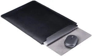 ONE LIFE 16-Inch Leather Laptop Sleeve Case with Mousepad for MacBook 16 Inch A2141 (16 Inch, Black)