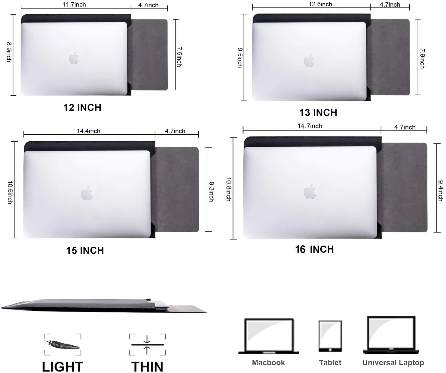 ONE LIFE 16-Inch Leather Laptop Sleeve Case with Mousepad for MacBook 16 Inch A2141 (16 Inch, Black)