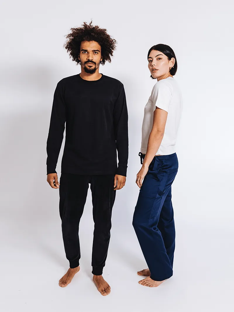 Organic Unisex  Velour Tracksuit Bottoms | Jet Black