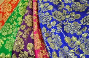 Oriental Metallic Big Flower Brocade | Metallic Flower Satin Brocade | 58 Inch Wide | Luxurious Chinese Brocade