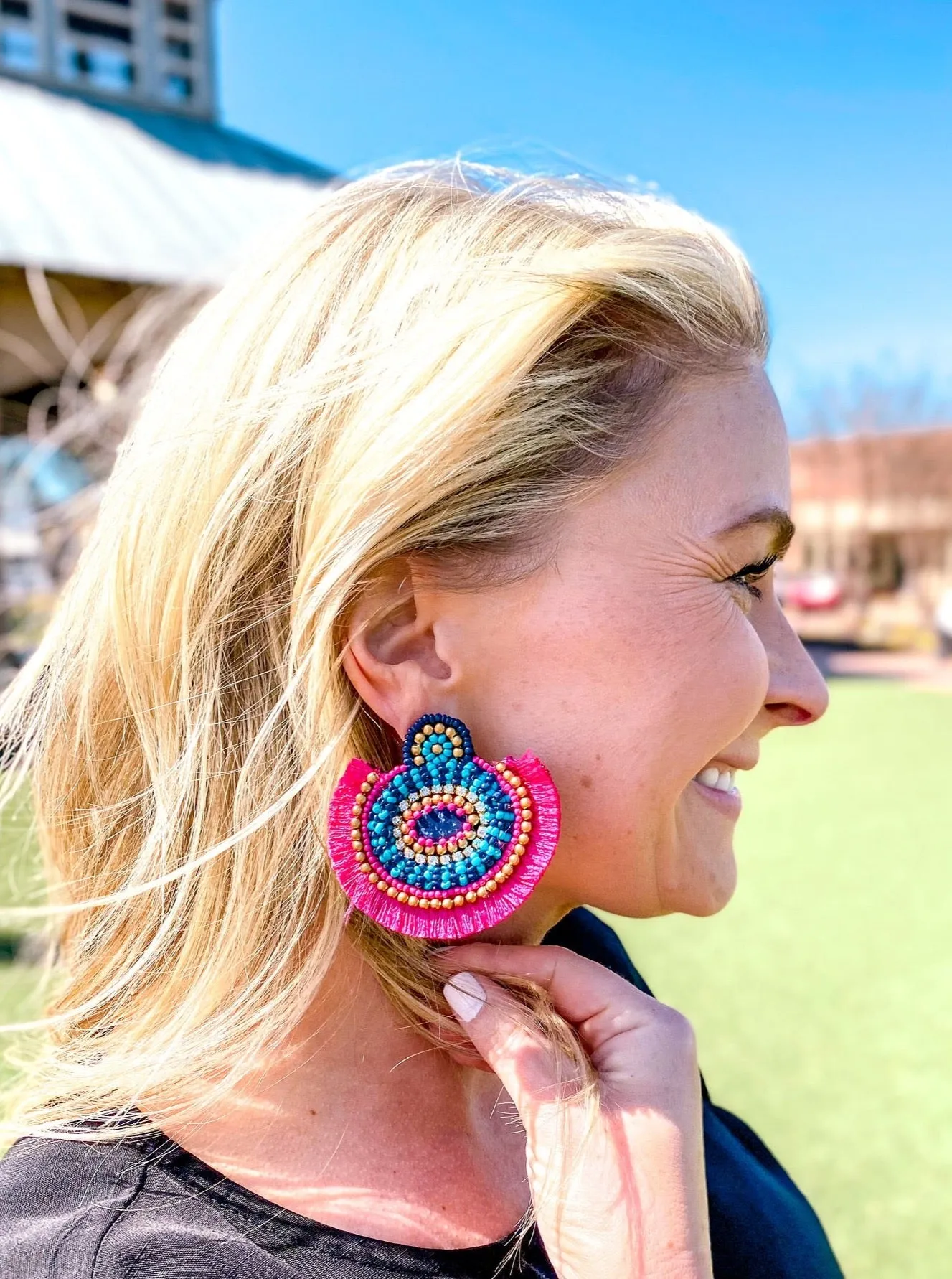Oversized Beaded Earrings