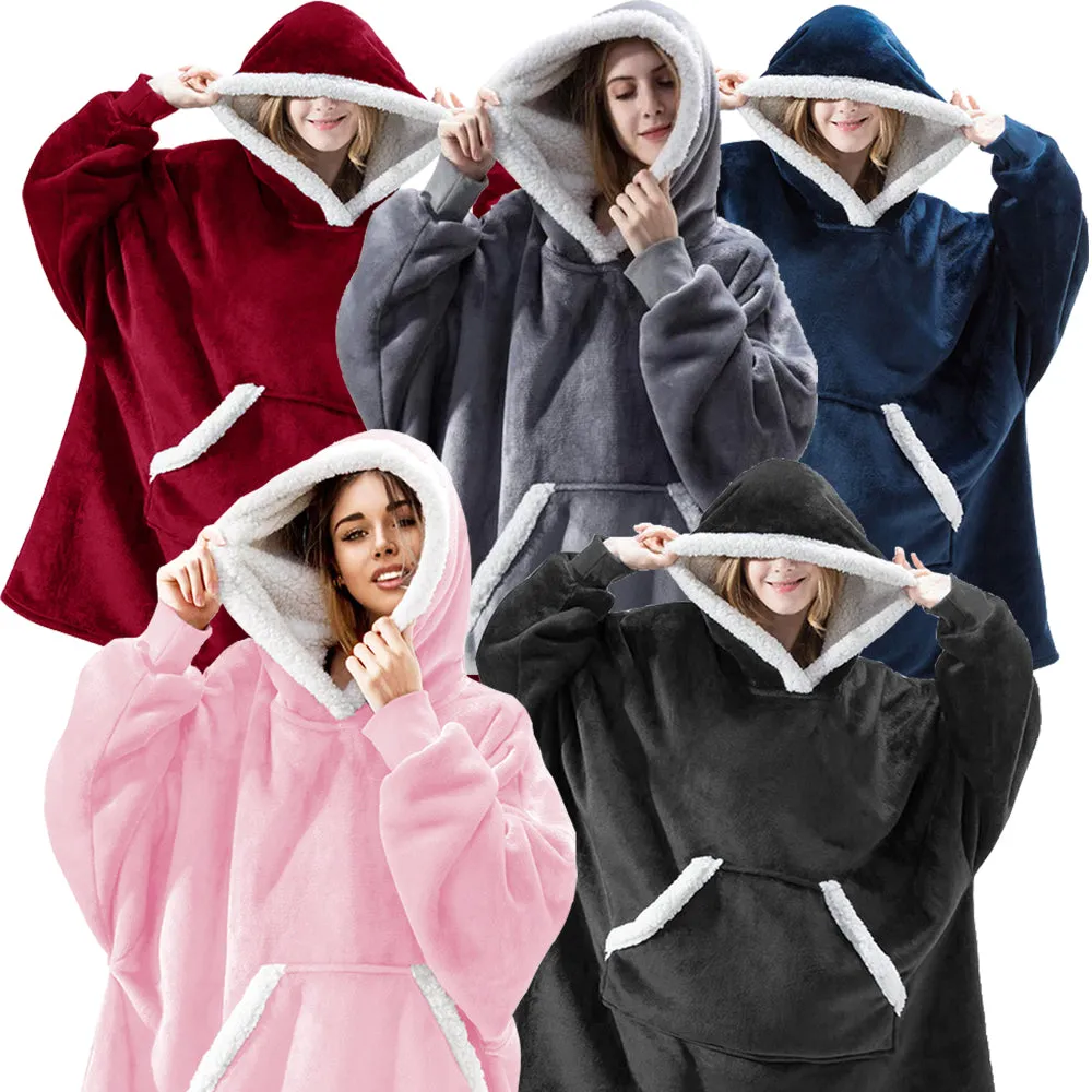 Oversized Hooded Blanket - Black