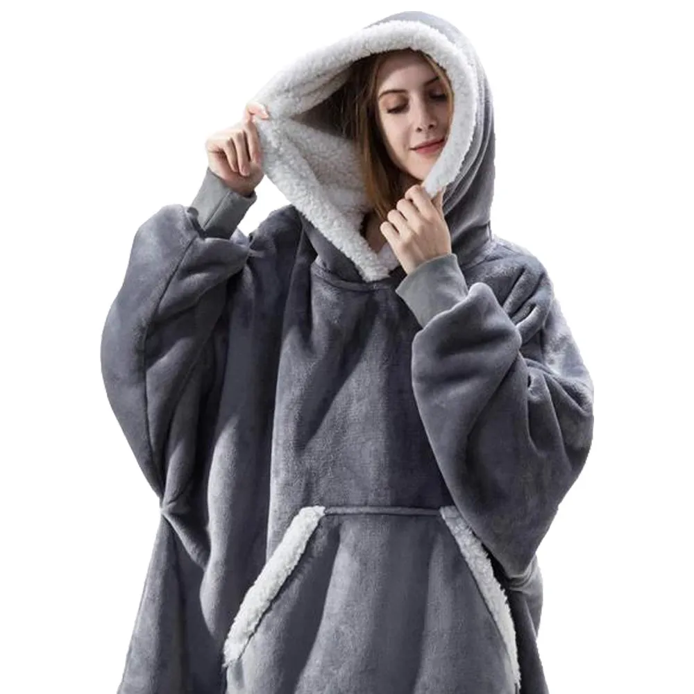 Oversized Hooded Blanket - Black