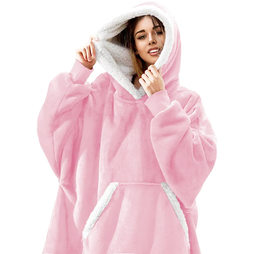 Oversized Hooded Blanket - Black