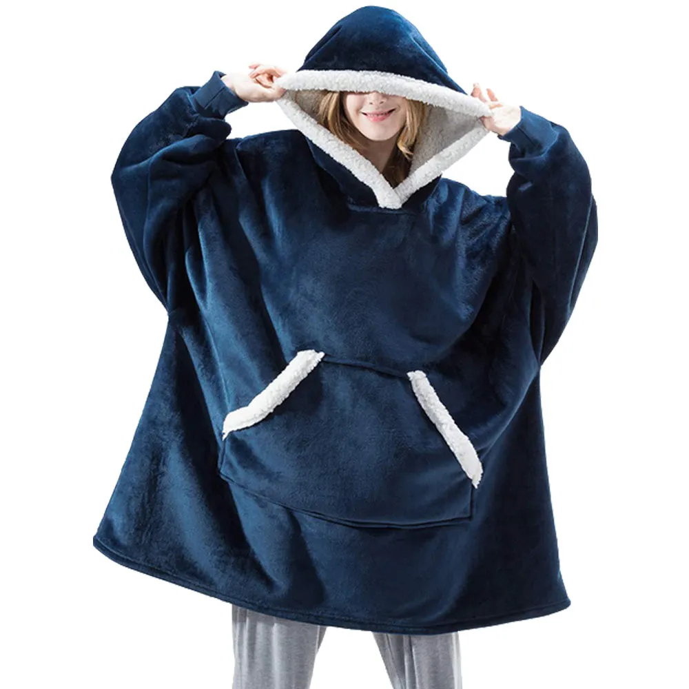 Oversized Hooded Blanket - Black