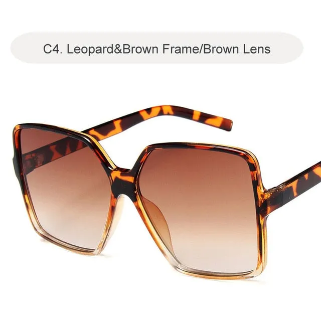 Oversized Sunglasses Women Lady Flat Top Big Frame