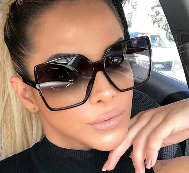 Oversized Sunglasses Women Lady Flat Top Big Frame