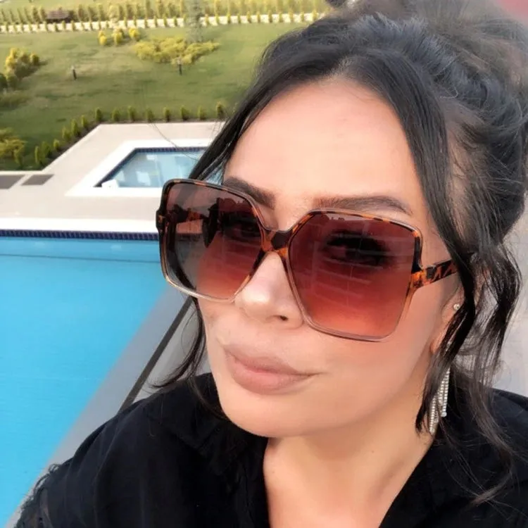 Oversized Sunglasses Women Lady Flat Top Big Frame