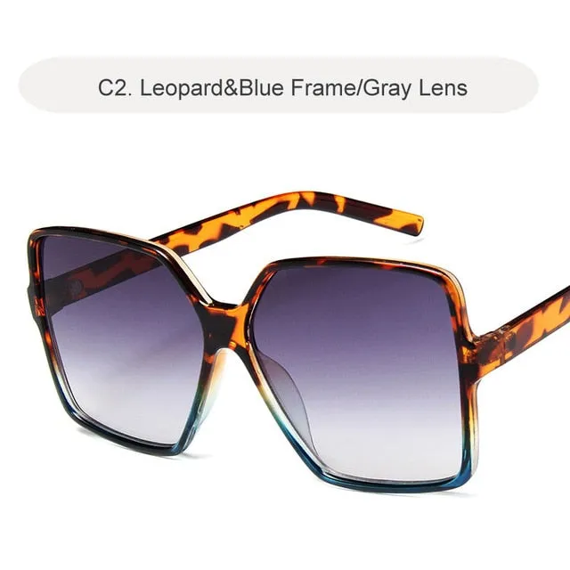 Oversized Sunglasses Women Lady Flat Top Big Frame