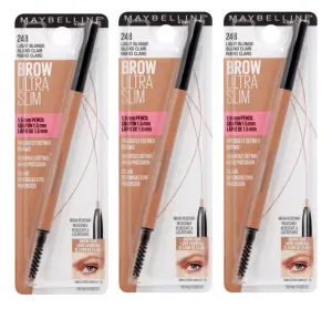 Pack of 3 Maybelline New York Brow Ultra Slim Pencil, Light Blonde 248