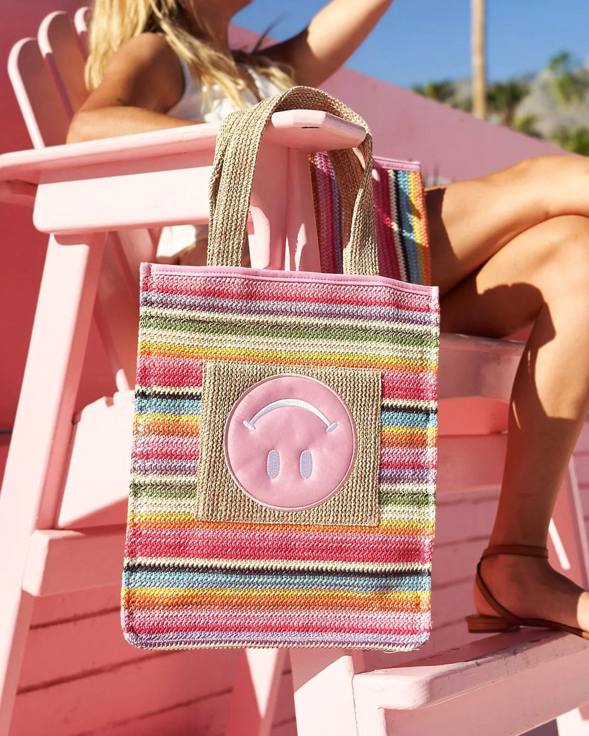 Packed Party Bring on The Fun Woven Rainbow Tote Bag
