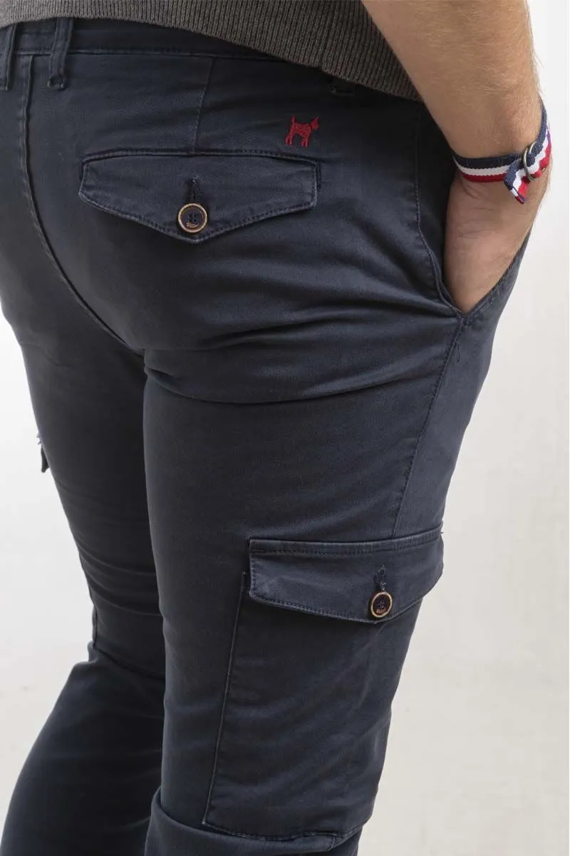 Pantalón Cargo Slim Marino