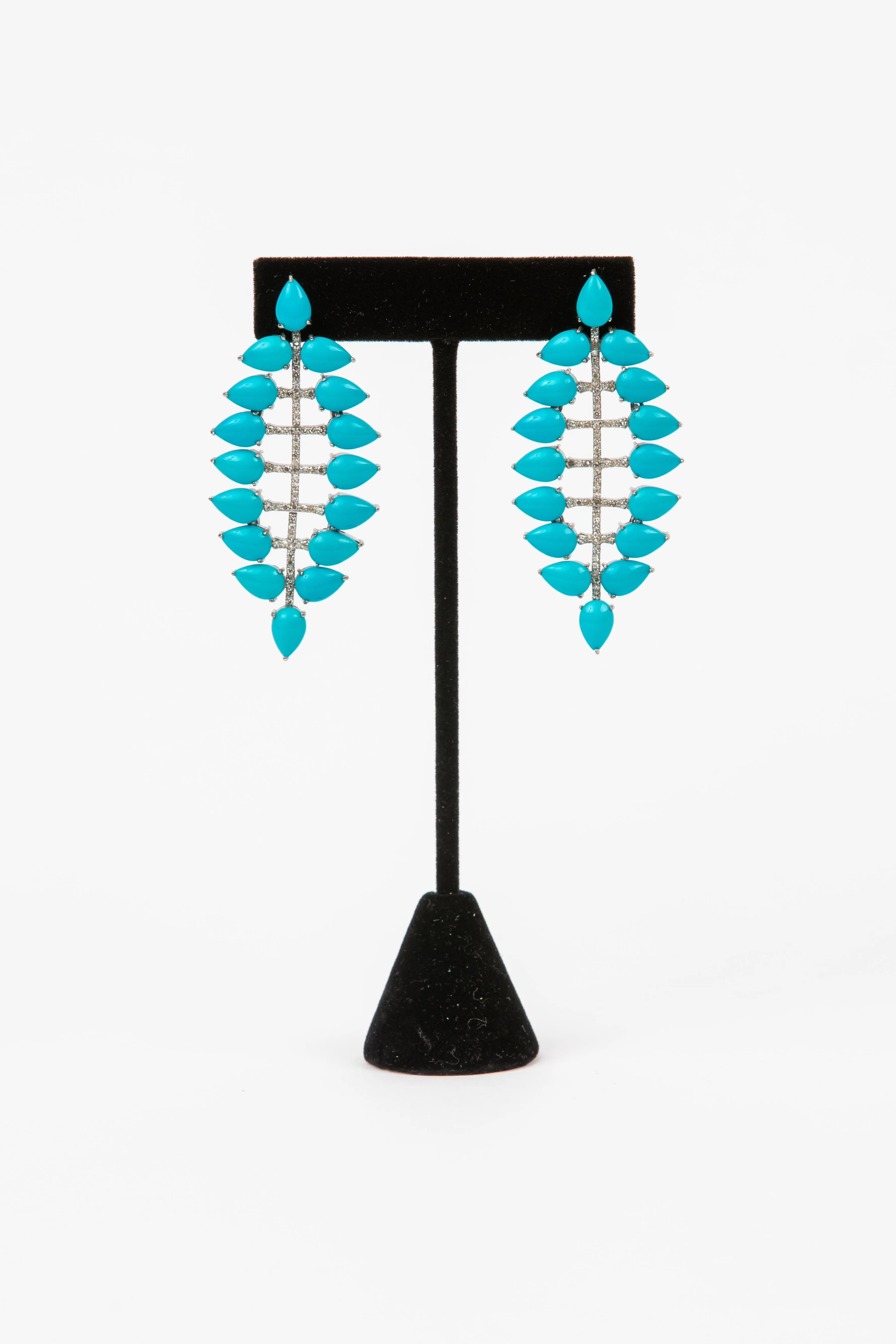 Pave  Diamond, Arizona Turquoise Earrings.