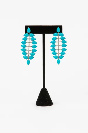 Pave  Diamond, Arizona Turquoise Earrings.