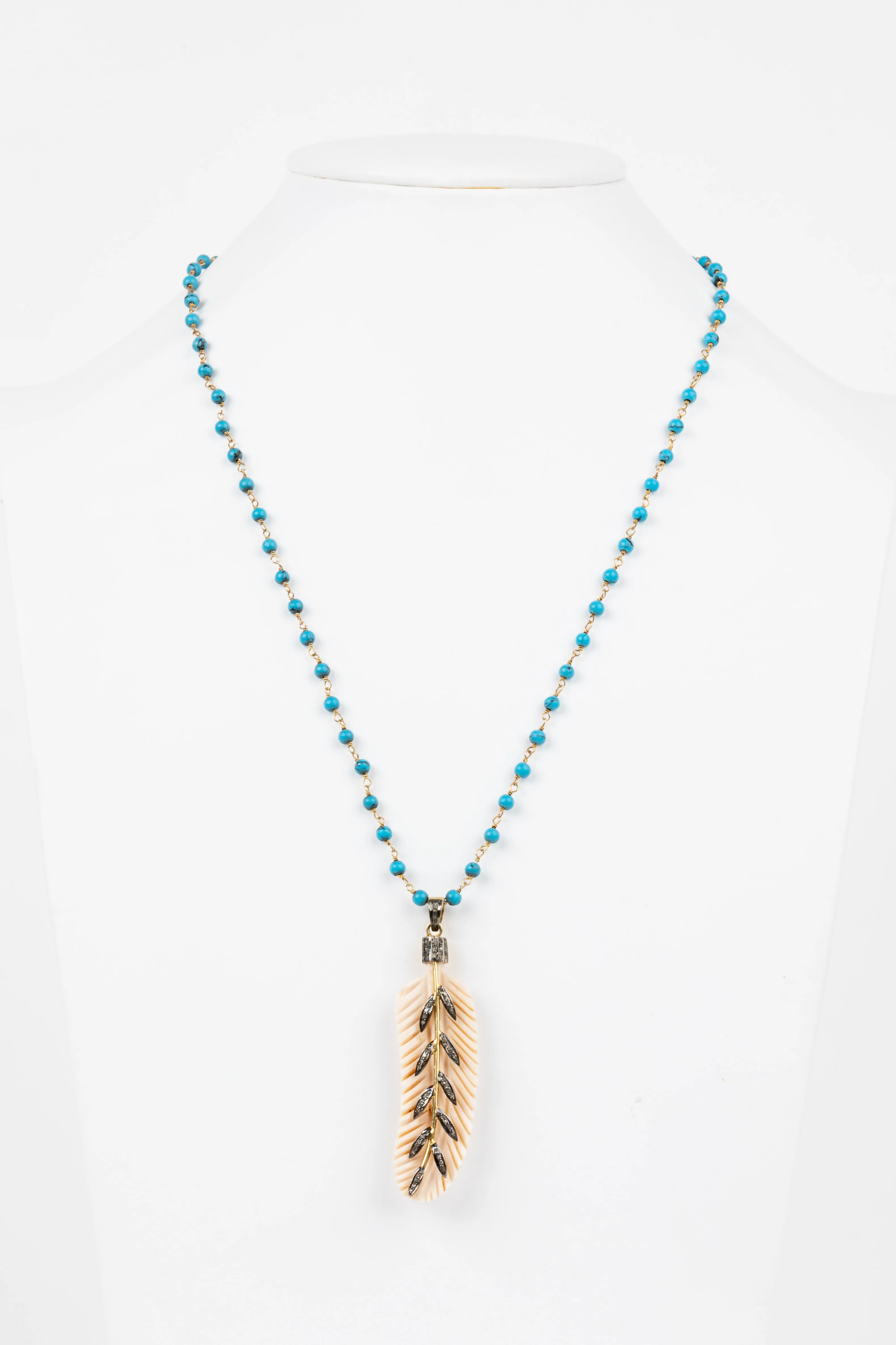 Pave Diamond, Bone, Turquoise