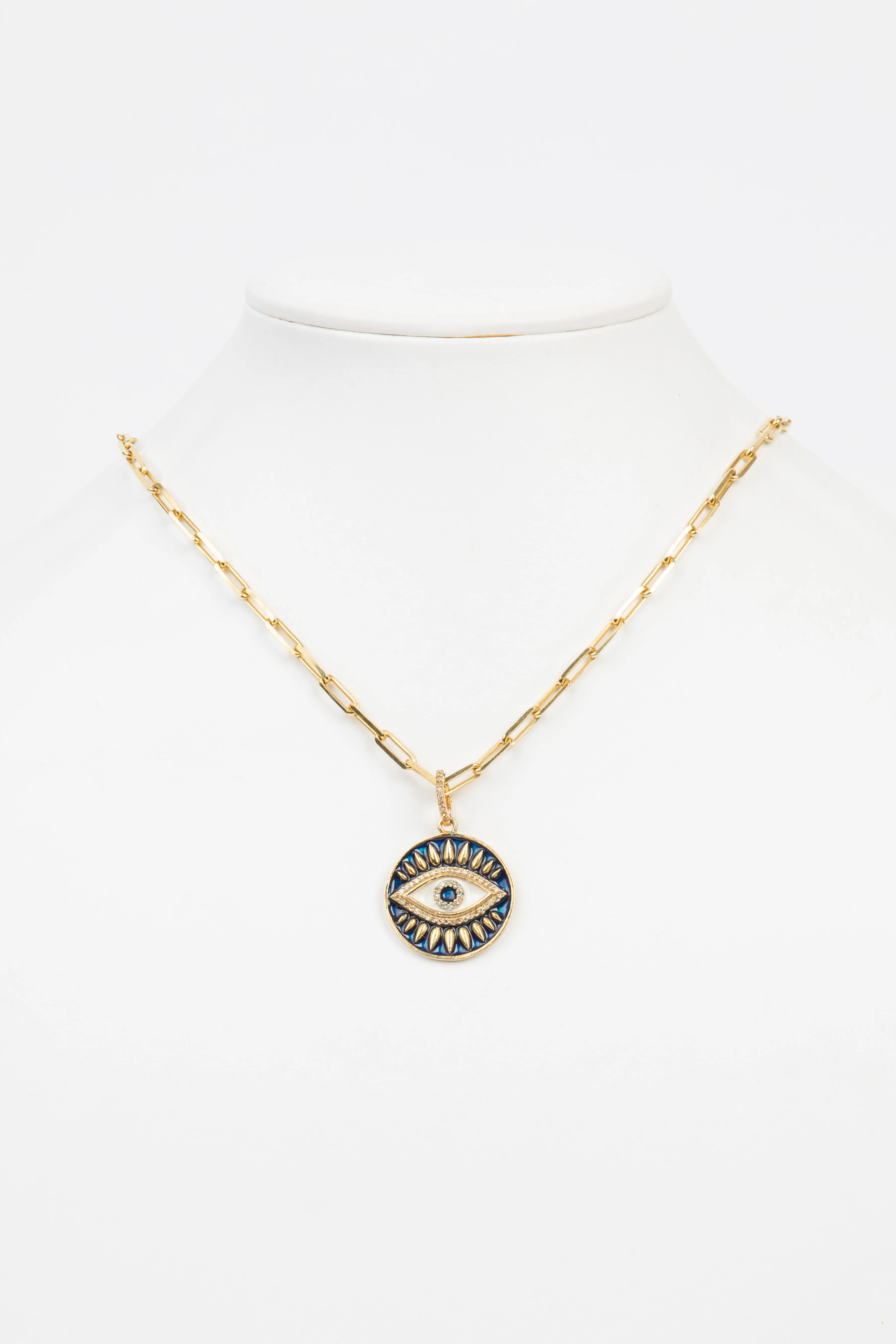 Pave Diamond, Enamel , Vermeil Necklace