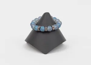 Pave Diamond, frosted quartz stretch bracelet