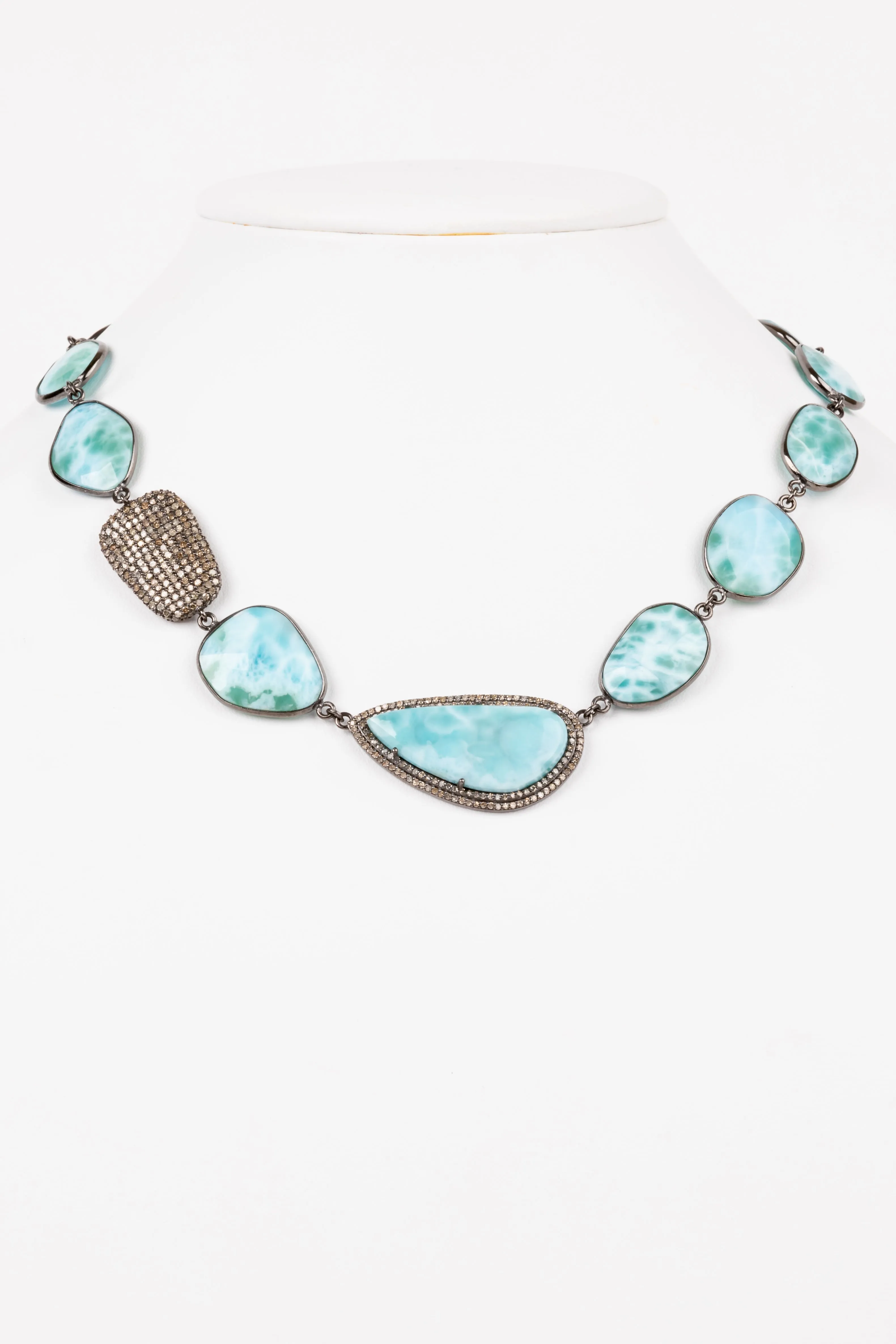 Pave Diamond, Larimar Necklace