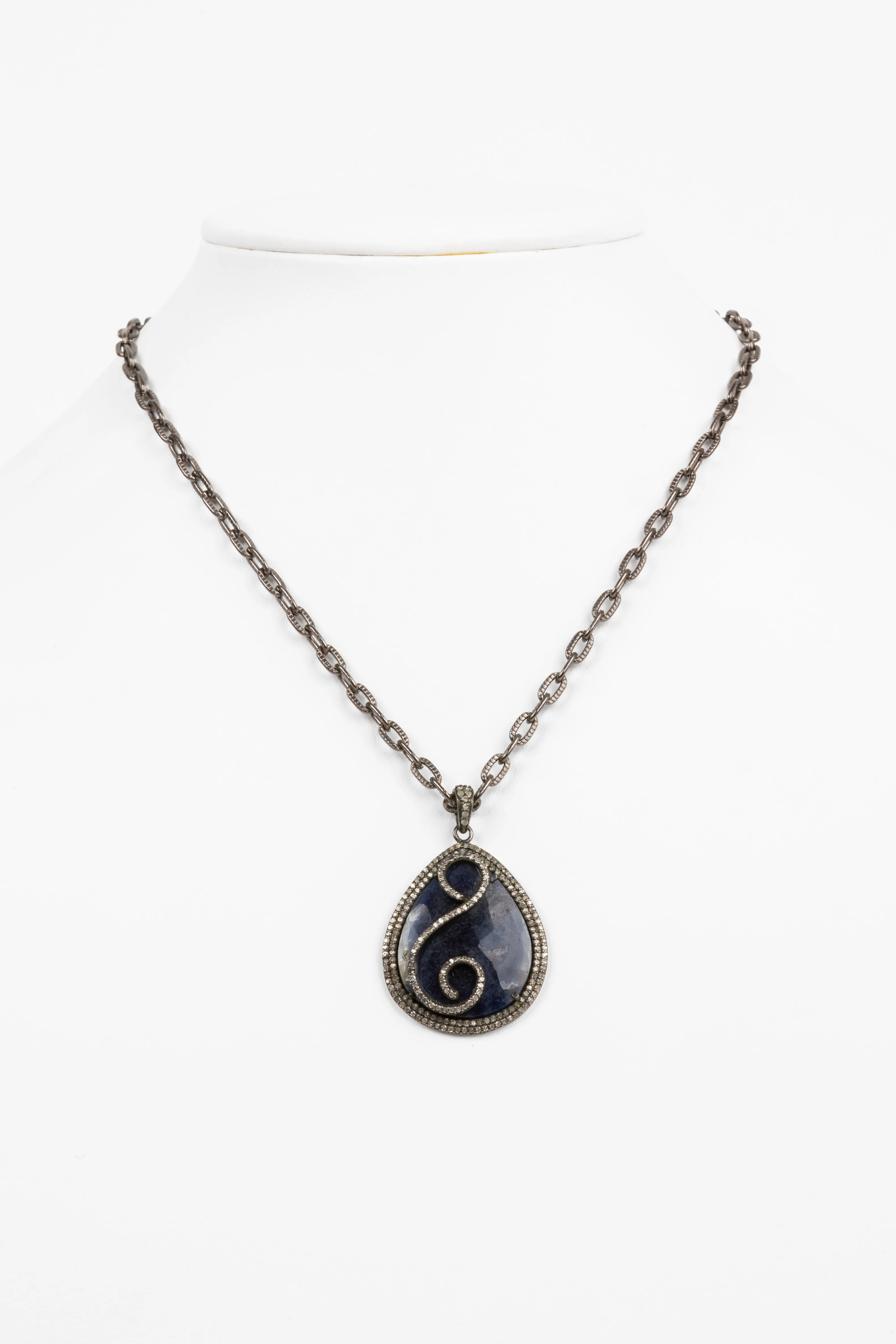 Pave Diamond, Sapphire Necklace