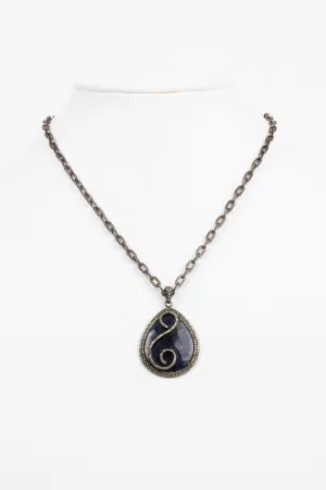 Pave Diamond, Sapphire Necklace