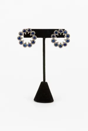Pave Diamond, Sapphire Stud Earrings