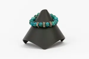 Pave Diamond, Teal Jade Bracelet