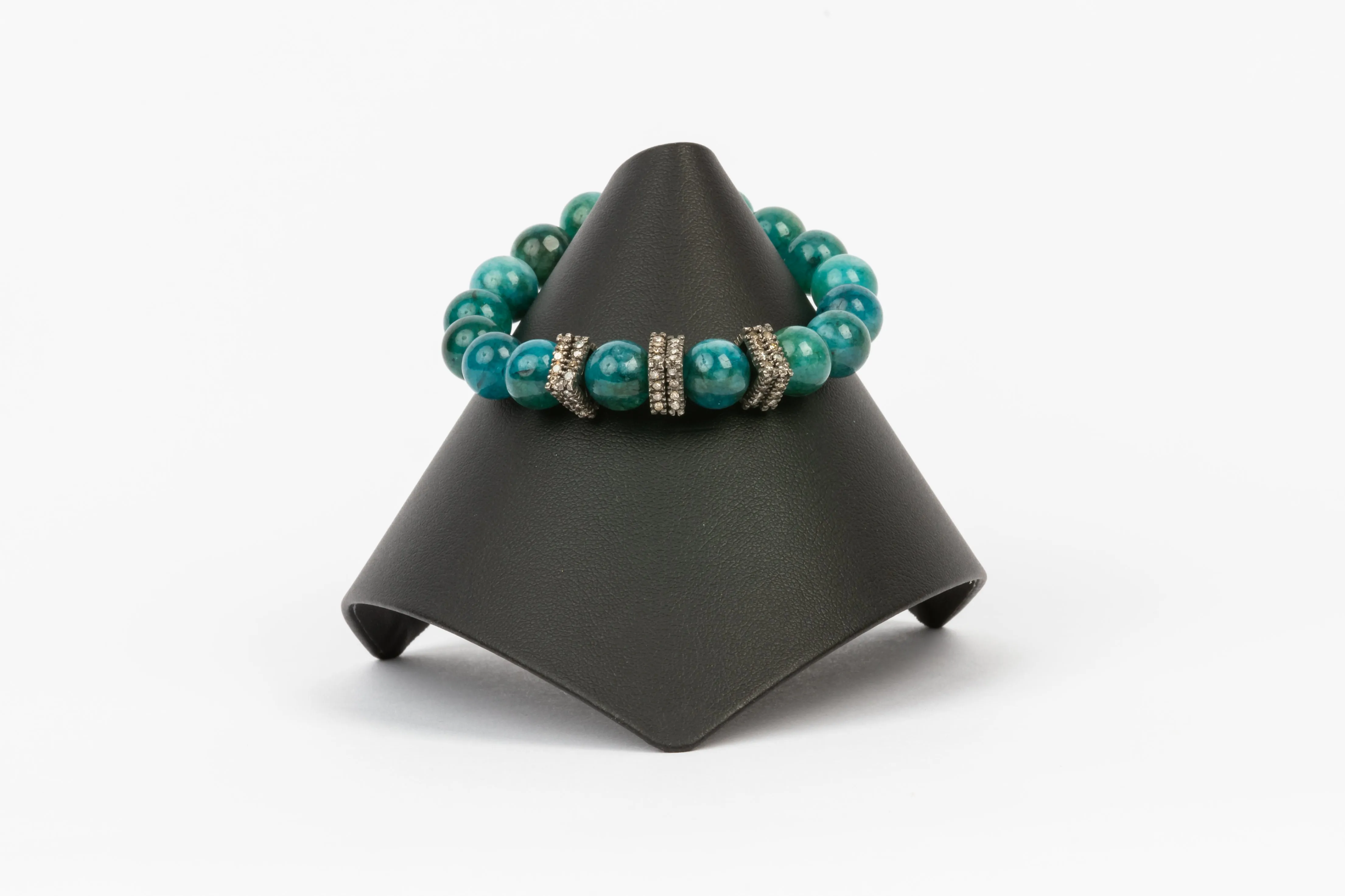 Pave Diamond, Teal Jade Bracelet