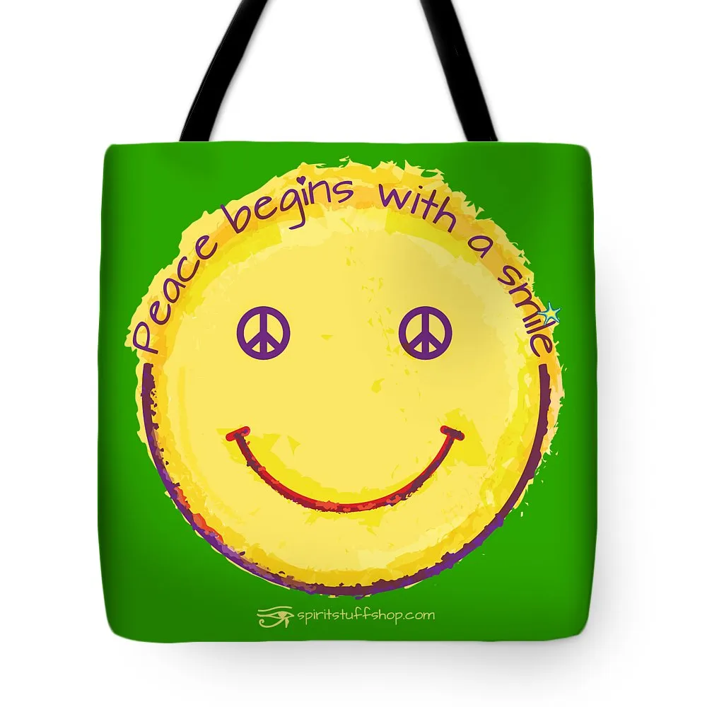 Peace Begins With A Smile - Tote Bag