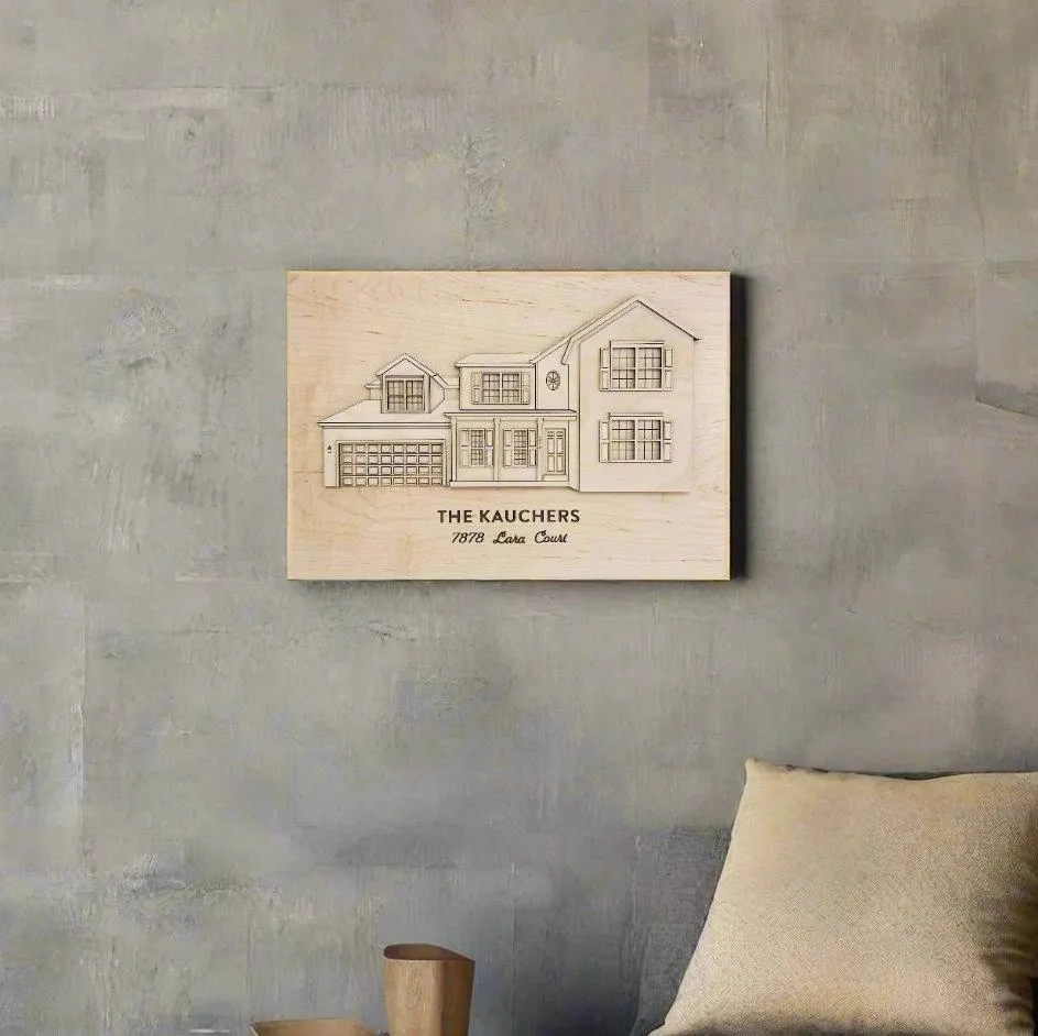 Personalized Layered House Hard Wood Sign