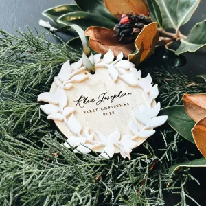 Personalized Wood   Acrylic Wreath Baby's First Christmas Ornament